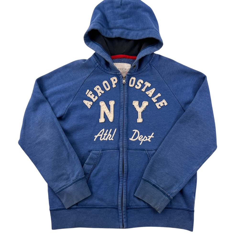 Aeropostale NY Athl Dept‎ Full Zip Hoodie Men Large Blue Y2K Mallcore Streetwear